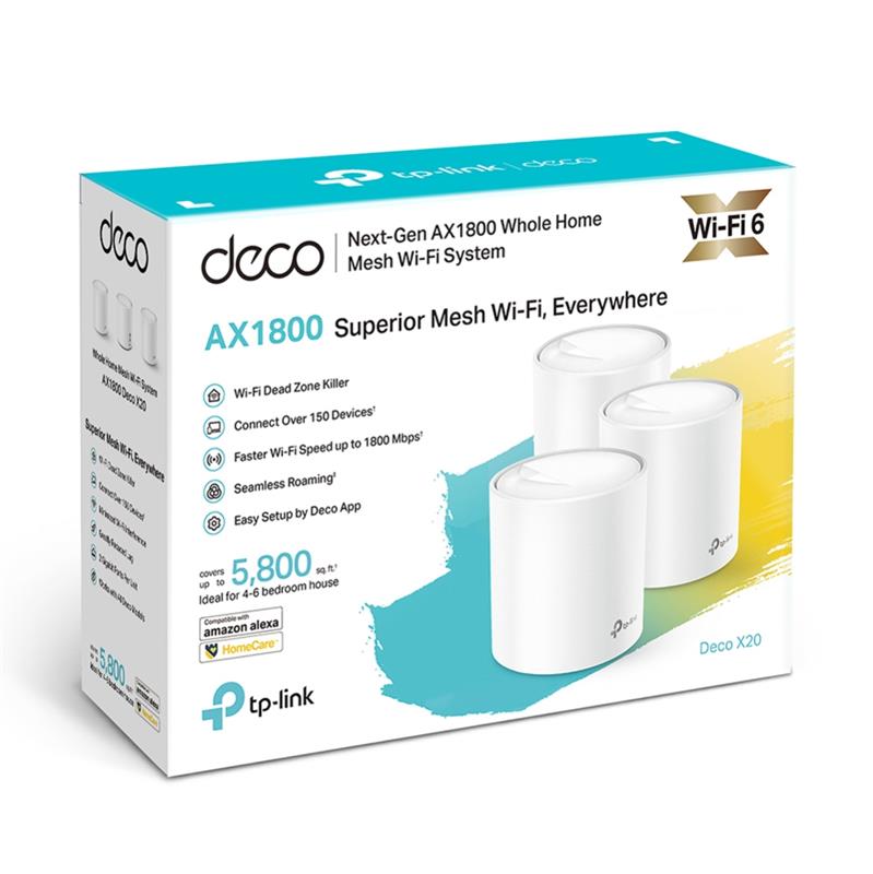 TP-Link Deco X20 ax1800 Wi-Fiシステム 3台セット TP-Link (Deco X20) (3-pack) AX1800 Whole Home Mesh Wi-Fi System