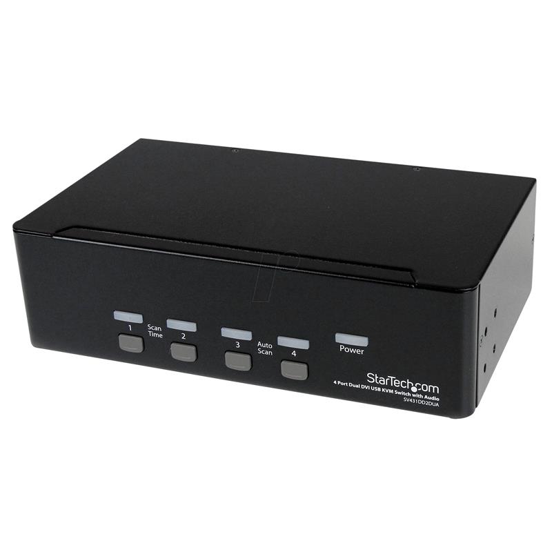 StarTech.com (SV431DD2DUA) 4 Port Dual DVI USB KVM Switch with Audio & USB 2.0 Hub