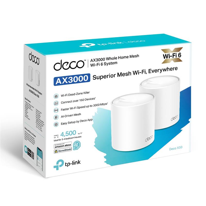 TP-Link Deco X50-PoE 2パック Deco X50-PoE | AX3000 PoE対応メッシュWi-Fi 6システム | TP