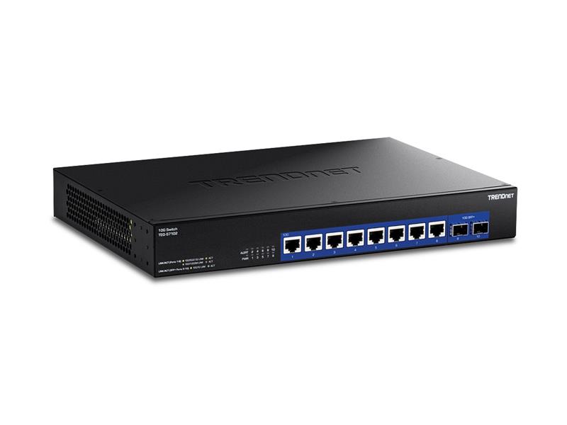 Commutateur non géré TRENDnet 10 ports 10G - 8 ports - Ethernet 10 Gigabit - 10GBase-T, 10GBase-X - 2 couches prises en char...