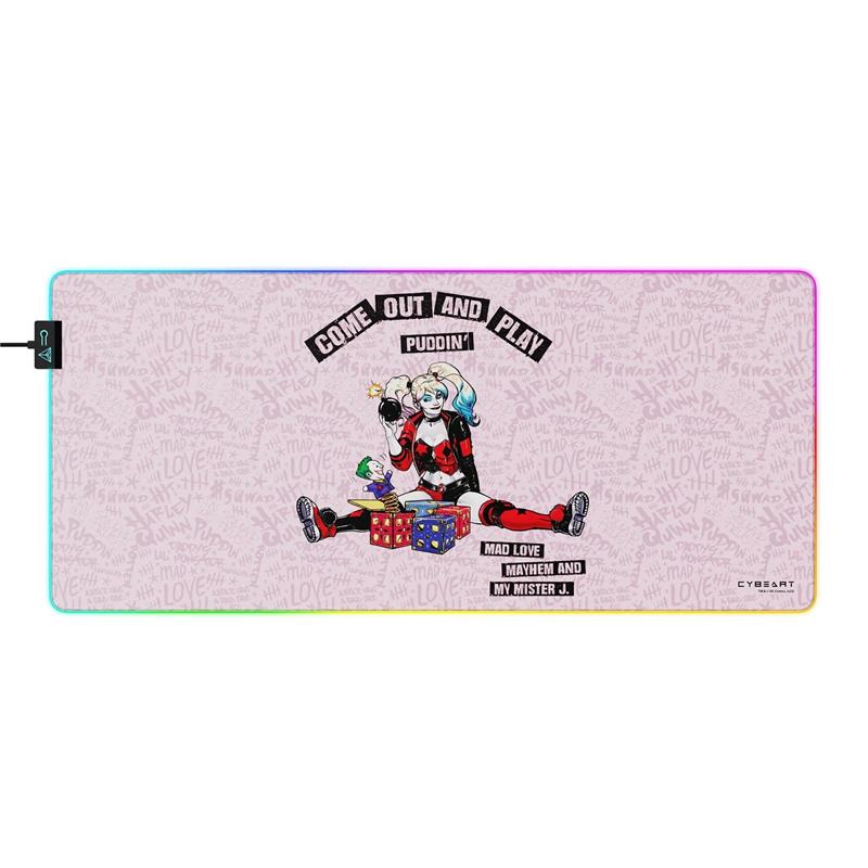CYBEART Harley Quinn Tapis de bureau de jeu RVB (XXL-900 x400x4mm)