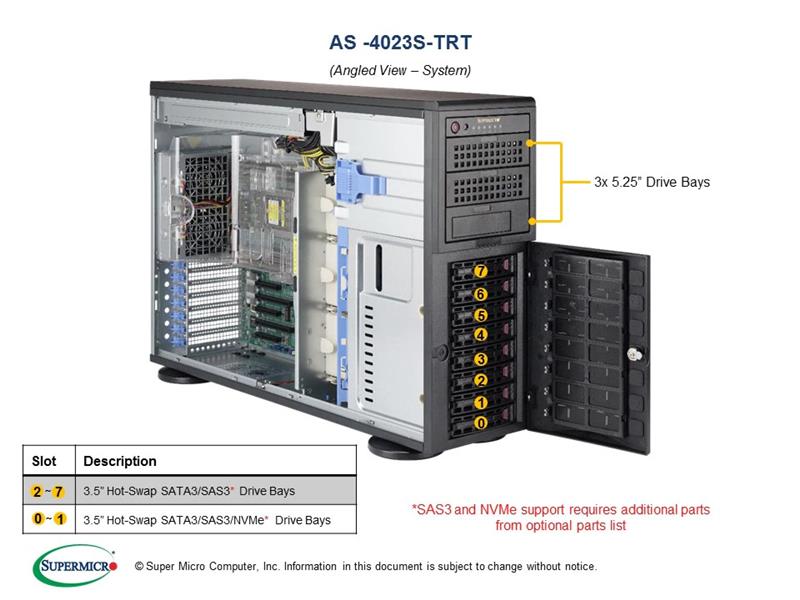 Supermicro AMD EPYC 7401P 24-Core 2.0GHz Tower Server - Special-built (4023S-TRTOTO-8600275937) - 1x AMD EPYC 7401P 24-Core 2.0