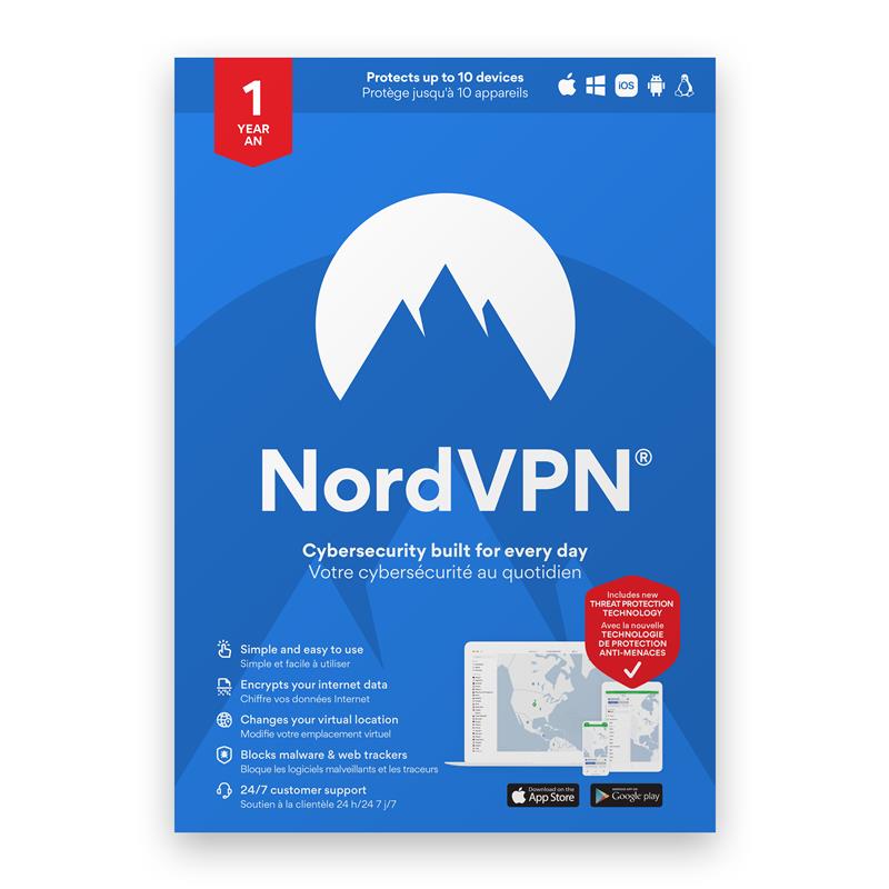 NORDVPN Internet Privacy Software - 12 Month Subscription 10 devices