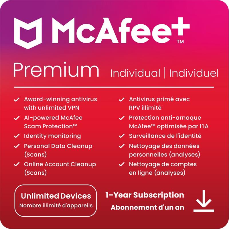 McAfee+ Premium - Individual - 1 Year Subscription [Digital Code]