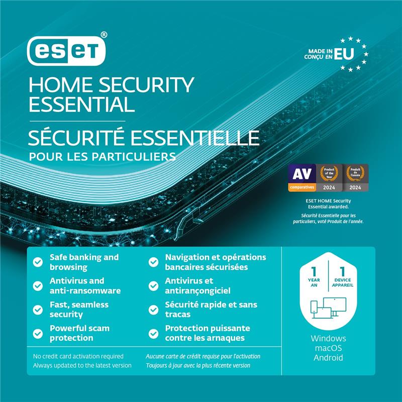 ESET Home Security Essential, 1 Year, 1 Devices, Retail Box