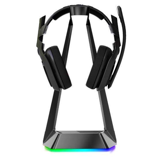 Blue Solids Technology -  RGB Lighting Gaming Headset Stand with Three USB Ports , Black(Open Box)