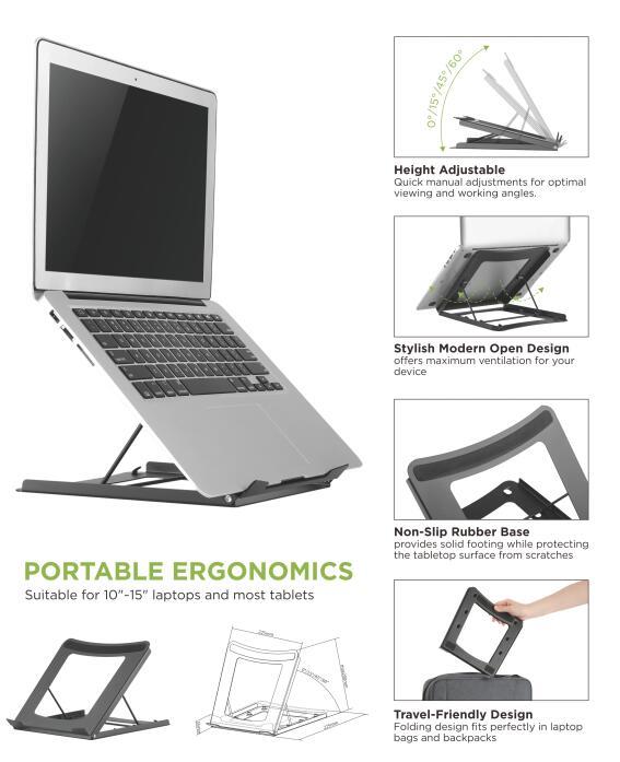 Brateck LPS01-2 10''-15'' Economy Height Adjustable Laptop and Tablet Stand.