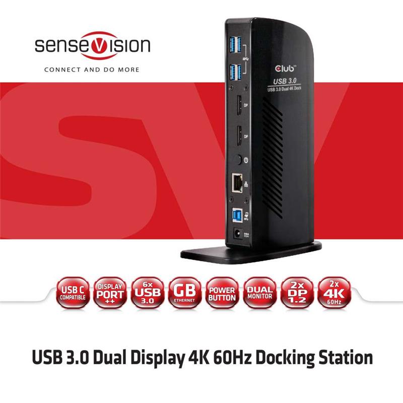 CLUB 3D USB 3.1 Gen 1 Dual Display 4K 60Hz Docking Station (CSV-1460)