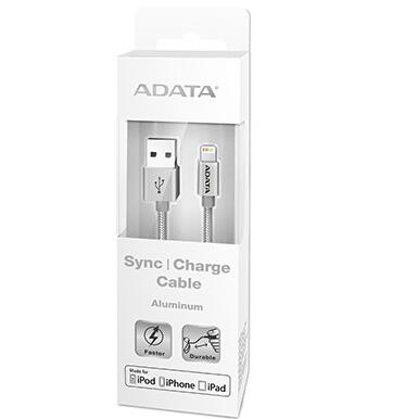 ADATA Sync&Charge Lightning Nylon Braided Cable Aluminum 3.28ft Silver