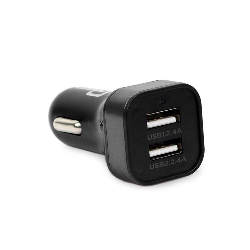 Bullet 2 Port 4.8 Amp Universal USB Car Charger - Black