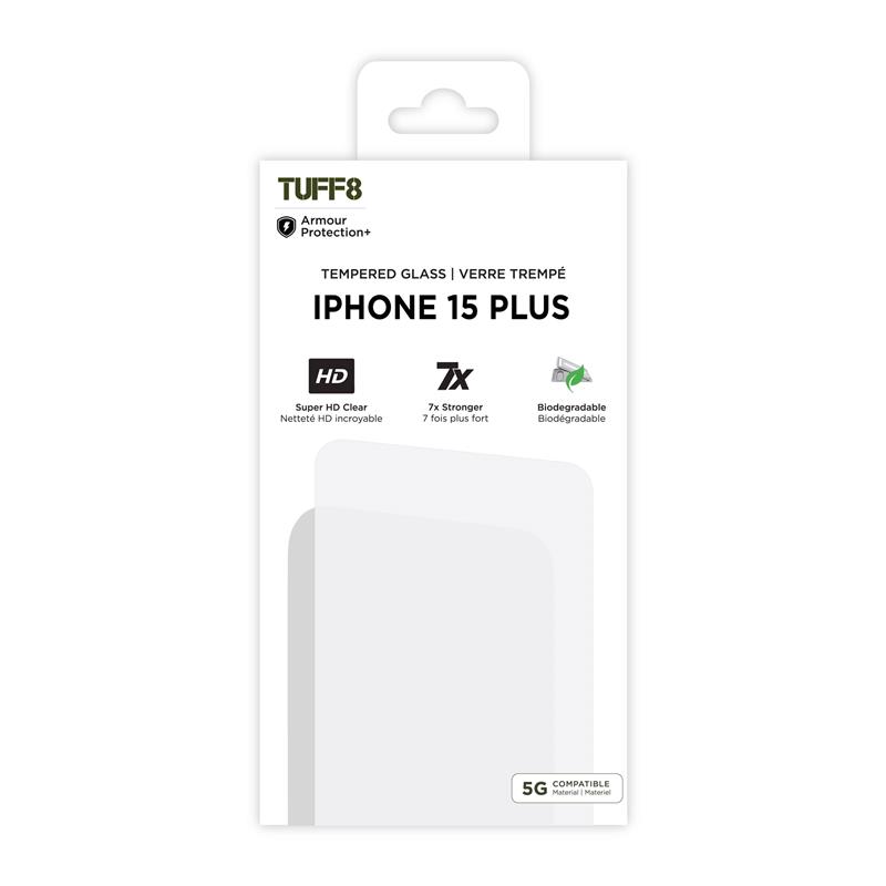 iPhone 15 Plus / 14 Plus - TUFF8 Tempered Glass with Installation Kit