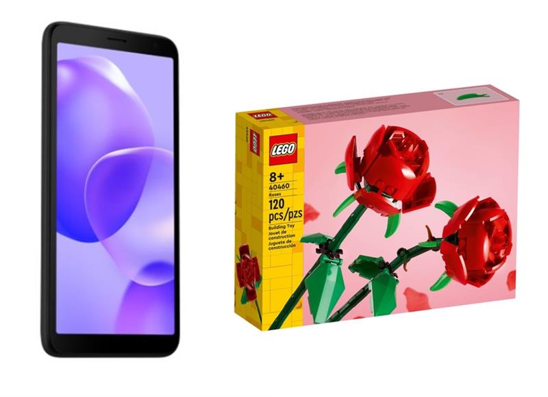 Value Pack! TCL 502 4G LTE Smartphone + LEGO Roses Building Kit