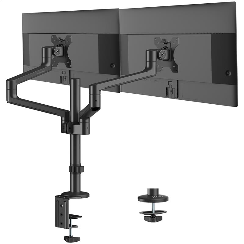 MSI PRO MT81D - Aluminum Dual Monitor Stand Arms, Supports 17-32" Screen and 17.6Ibs, VESA Compatible, Adjustable Desk Mount - 