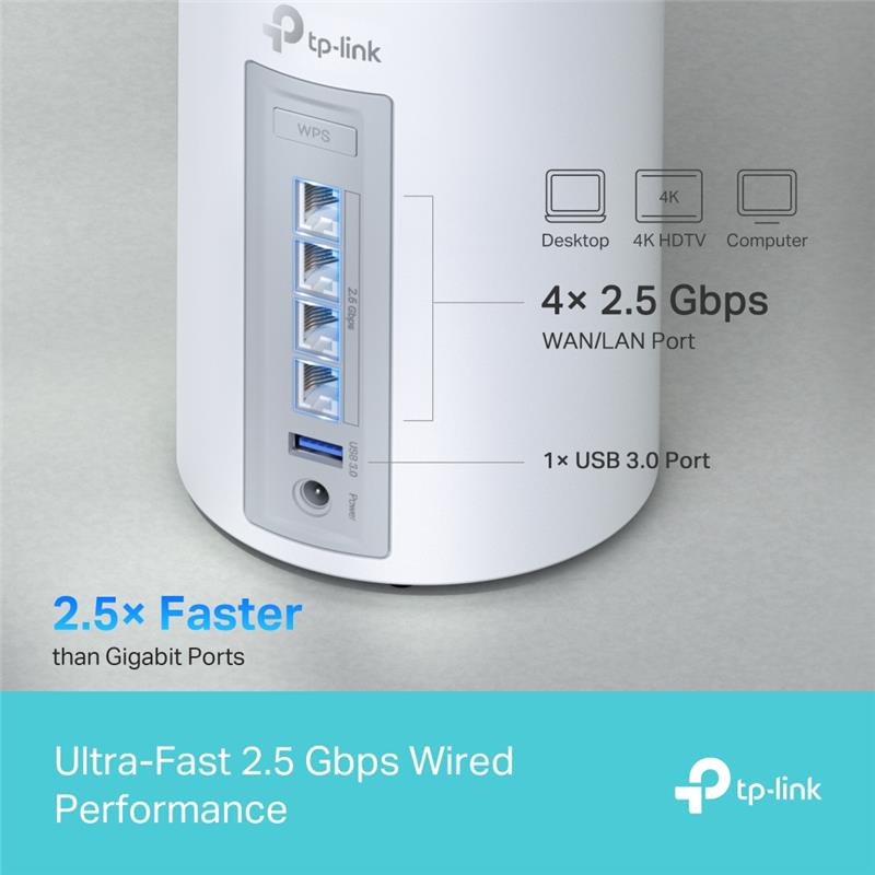 48TP-Link Deco BE65 2P BE11000メッシュWi-Fi7 TP-Link Tri-Band BE11000 WiFi 7 Mesh Wi-Fi Router (Deco BE65