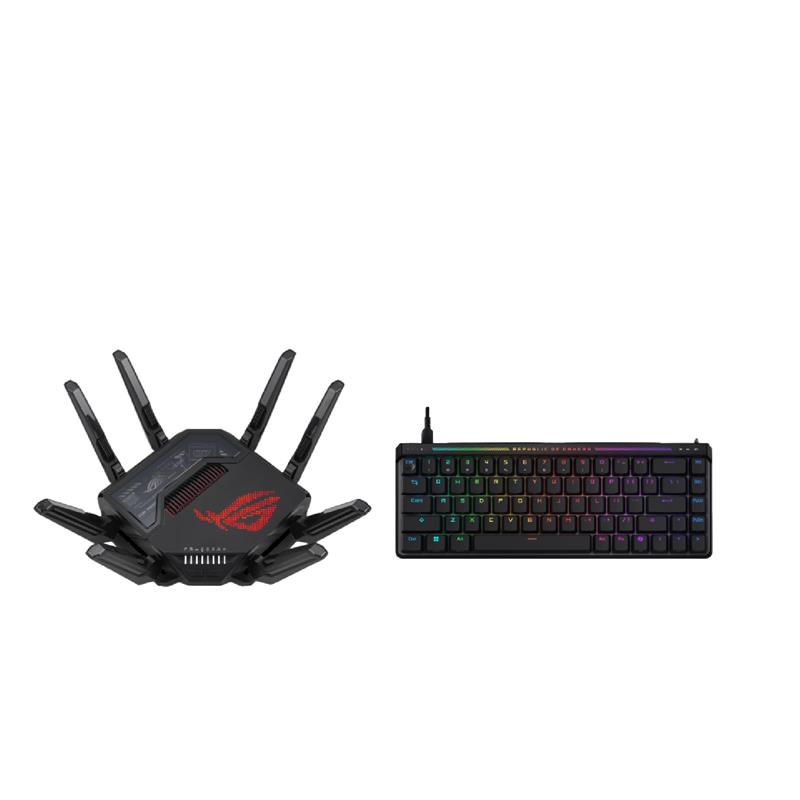 Routeur gaming ASUS ROG Rapture GT-BE98 PRO Quad-Band WiFi 7 + Clavier gaming mécanique compact rétroéclairé ASUS M605 ROG F...