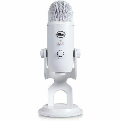 BLUE Yeti Microphone (Whiteout) | 16-Bit/48 kHz Resolution | 4 Selectable Polar Patterns | 1/8" Headphone Monitoring Jack | Ins