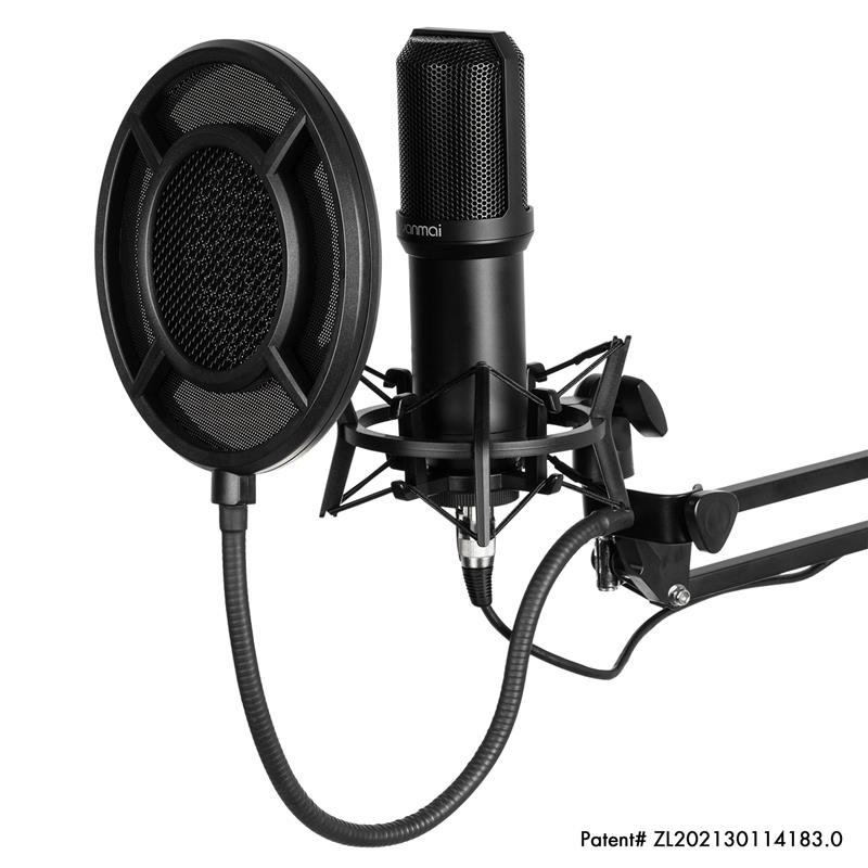 YANMAI Q10 Exclusive Design Patent Microphone with shock-mount, Black(Open Box)