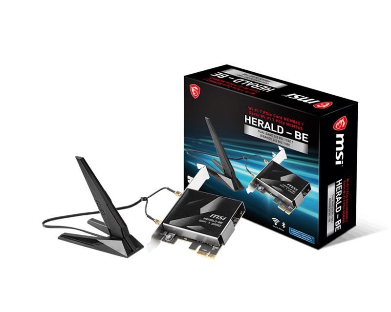 MSI HERALD-BE WI-FI 7 MAX Wi-Fi 7 & Bluetooth 5.4 PCIe Adapter(Open Box)