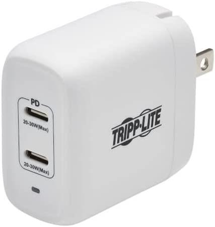 Tripp Lite USB-C Dual-Port Wall Charger, Compact Travel Size Folding P