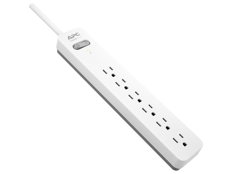 APC PE66WG SurgeArrest 6-Outlet Surge Protector, White Grey, 6ft Cord