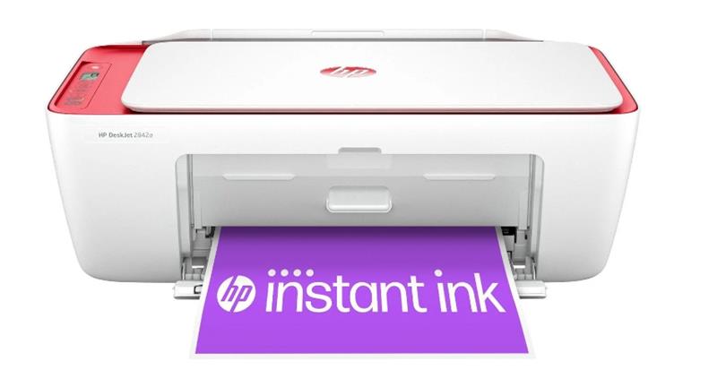 HP DeskJet 2842e Wireless Multifunctional Inkjet Printer, Chili Red