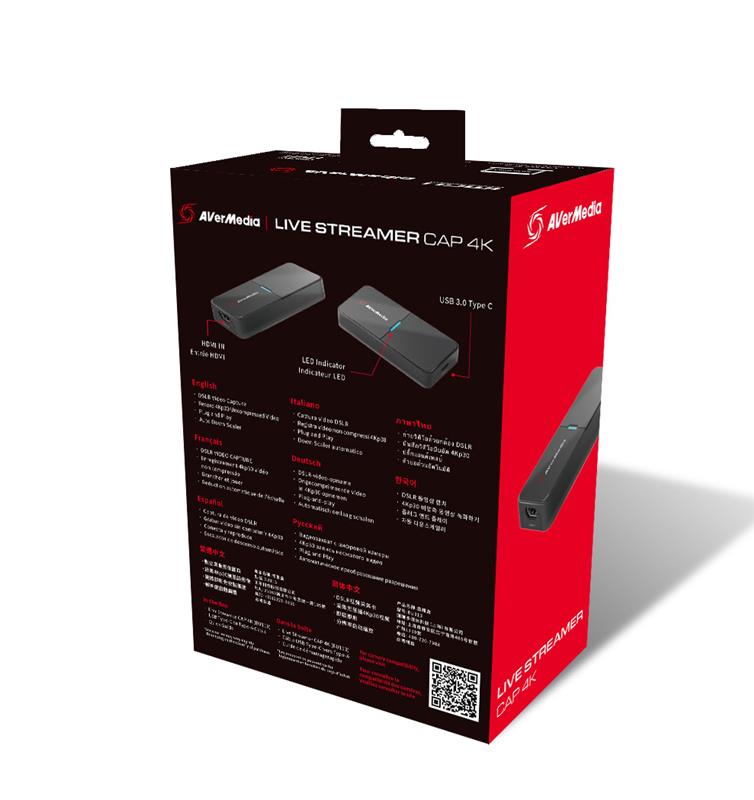 【未使用】AVerMedia LIVE STREAMER CAP 4K AverMedia Live Streamer Cap 4K BU113 - USB 3.0 HDMI Video