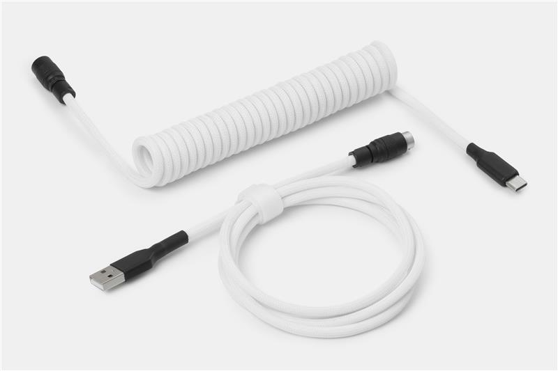 DROP Câble de clavier spiralé noir et blanc – Noir sur blanc – YC8