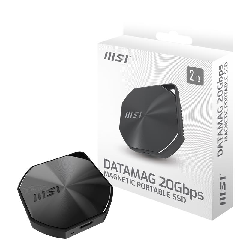 MSI DATAMAG Disque SSD portable 20 Gbit/s 2 To, lecture : 1 600 Mo/s,