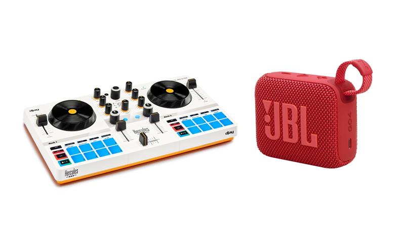 Hercules DJControl Mix Utlra + JBL Go 4 red