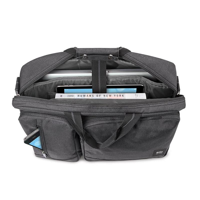 Sac Bandoulière Rembourré Gris SOLO New York - 3 Poches, Idéal Pour Tablette Ou Petit PC - Occasion Excellent état