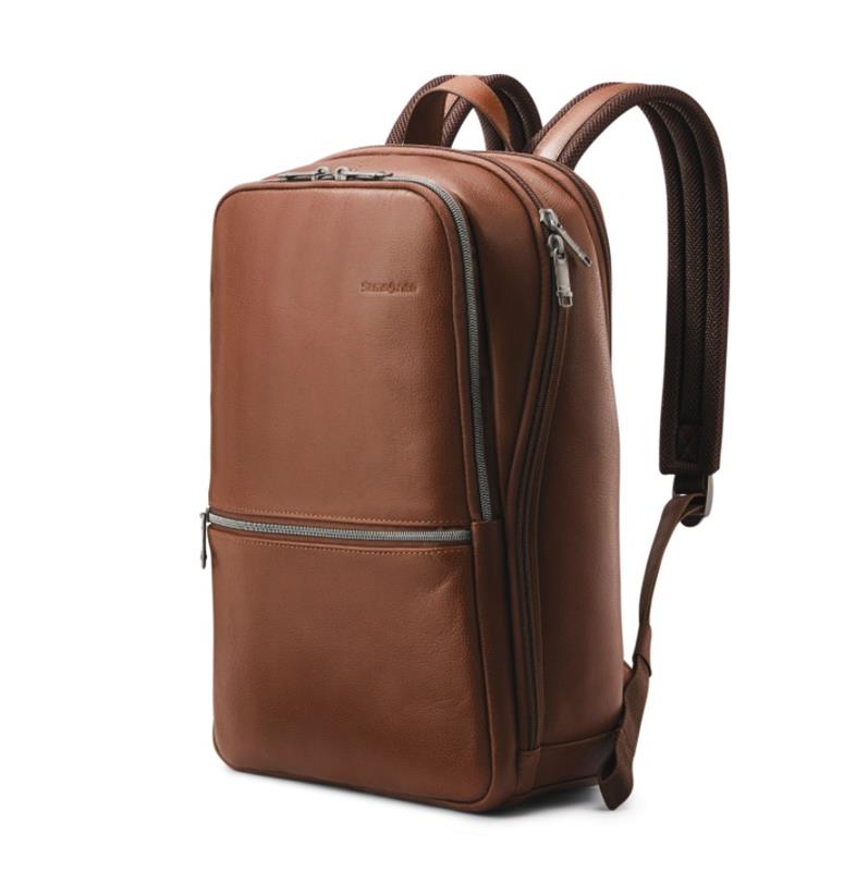 SAMSONITE Classic Leather 14.1" Slim Backpack, Cognac