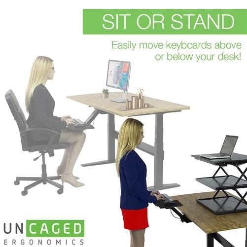 UNCAGED Ergonomics KT2-B Sit or Stand Under Desk Keyboard Tray