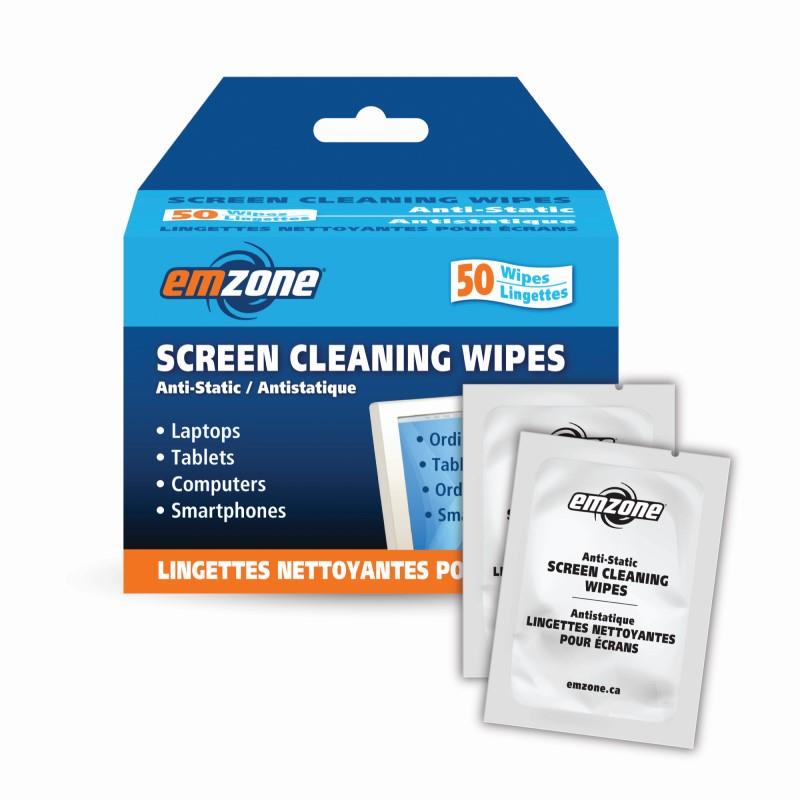 EMZONE Screen Cleaning Wipes | Box of 50 Individual Packets | (47044)