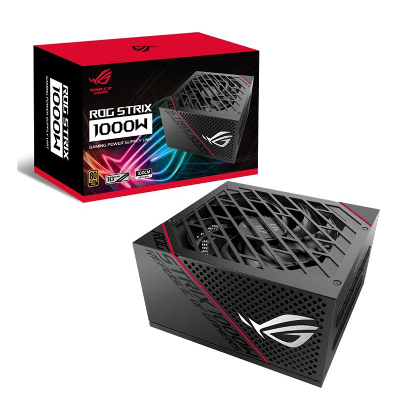 ASUS ROG STRIX 1000W Gold PSU, Power Supply (ROG heatsinks, Axial-tech fan design, dual ball fan bearings, 0dB technology, 80 P