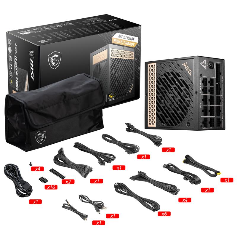 MSI MEG Ai1300P PCIE5, Fully Modular, 80+ Platinum, Power Supply