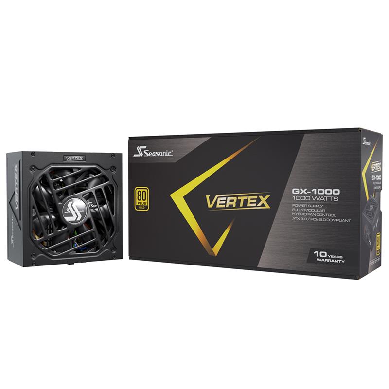 Seasonic VERTEX GX-1000, 1000W 80+ Gold, ATX 3.0 / PCIe 5.0 Compliant, Full Modular, Fan Control in Fanless, Silent, and Coolin