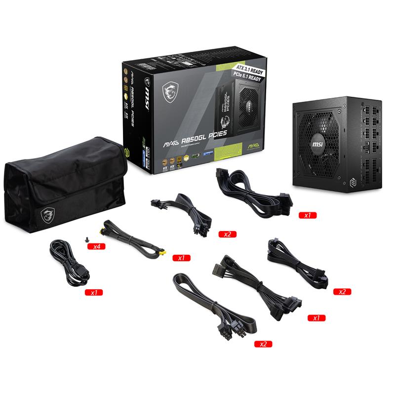 ★MSI MAG A850GL PCIE5 MSI - MAG A850GL PCIE5, 80+ GOLD Fully Modular Gaming PSU