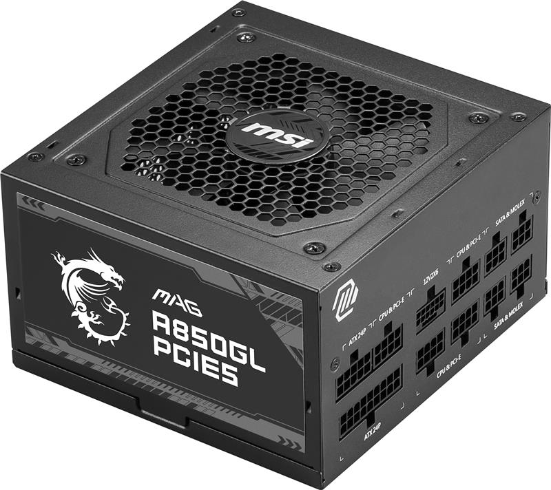 MSI MAG A850GL PCIE5, 80+ GOLD Fully Modular Gaming PSU, 12V