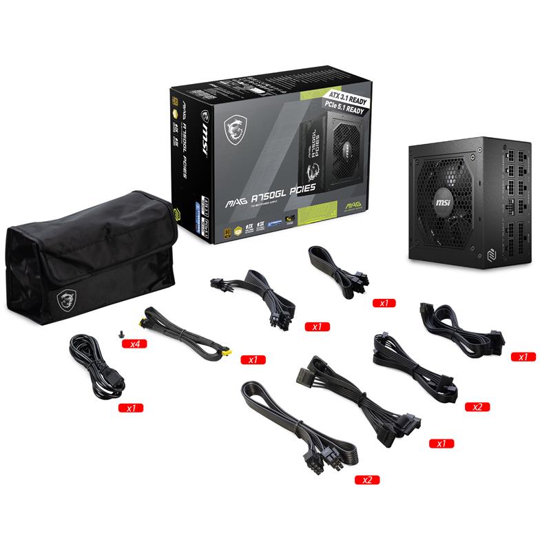 MSI MAG A750GL PCIE5, Fully Modular Compact , 80+ Gold 10