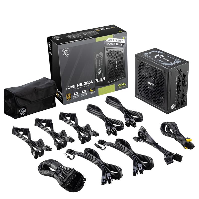 MAG A1000GL PCIE5 1000w電源 MSI MAG A1000GL PCIE5, 1000W ATX 80+ GOLD Certified Full