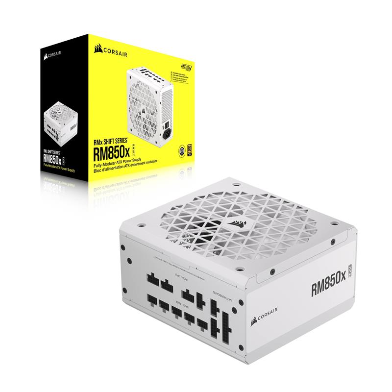 CORSAIR RMx Shift Series RM850x Shift Fully Modular 80PLUS Gold ATX Power Supply, White, ATX 3.1 Compatible