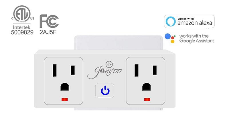 Jinvoo 2-Outlet 10A Mini Smart WiFi Plug Works(Open Box)