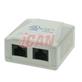 iCAN 2 Ports CAT6e Surface Box  (Wall Box) (RJ45 C6EBOX-2WH)
