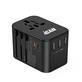 iCAN Universal Travel Adapter with 1x 15W Type C (PD QC fast charging) + 3xUSB A , Total Output 35.5W, Black