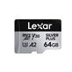 LEXAR SILVER PLUS 64GB microSDXC A2  V30, Up to 205MB/s  - Micro SD Card w/ Adapter (LMSSIPL064G-BNANU)(Open Box)