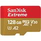 SanDisk Extreme 128GB microSDXC C10,U3,V30,A2 w/Adapter, 160MB/s Read, 90MB/s Write (SDSQXA1-128G-CN6MA)