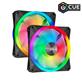 Corsair iCUE QL Series, QL140 RGB, 140mm RGB LED Fan, Dual Pack with Lighting Node CORE(Open Box)