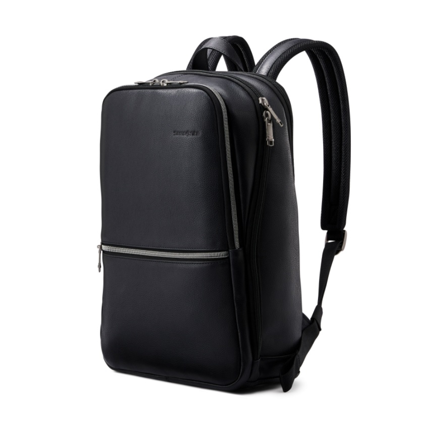 Sac à dos mince en cuir classique SAMSONITE 14,1 po, noir