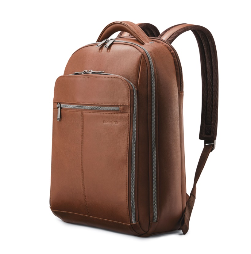 Sac à dos en cuir classique SAMSONITE 15,6 po, couleur cognac