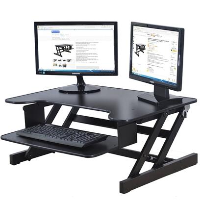 ROCELCO Bureau élévateur ajustable en hauteur assis-debout (noir)